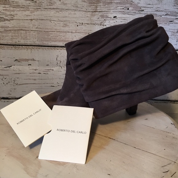 Roberto del Carlo slouch grey heeled boots 8.5 - Picture 10 of 13